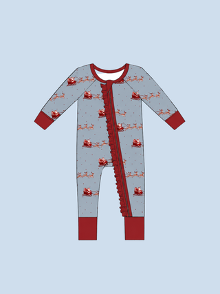 Dashing Through Ribbed Ruffle Zippy | Tiny Talulah | PREORDER