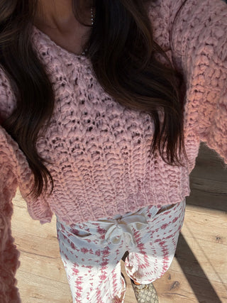 Dylan Chunky Knit Sweater | Blush