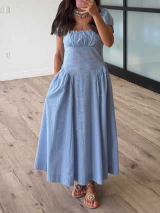 Southern Skies Gingham Dress | Blue
