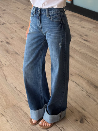 Locke Wide-Leg Cuff Jeans