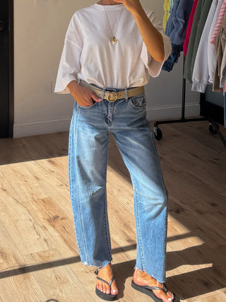 Gwyn Cut Hem Barrel Jeans | RESTOCK