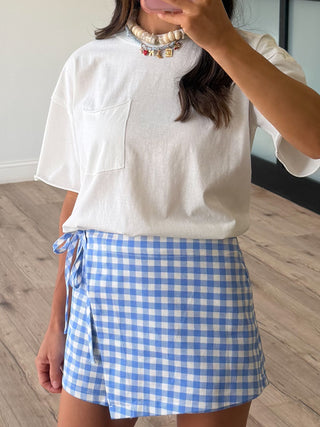 Seaside Gingham Wrap Skort