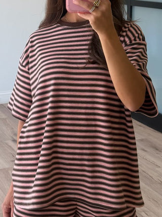 Cozy Era Oversized Knit Tee | Chocolate Blush