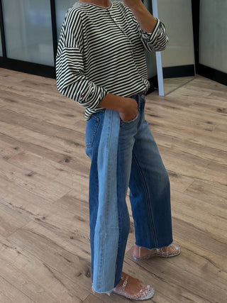 Dual Tone Barrel Jeans | RESTOCK