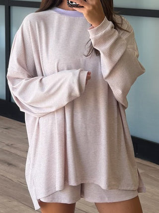 Easy Going Ribbed Stripe Pullover | Lilac