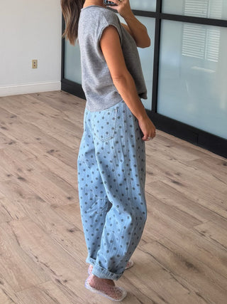 Dot Rally Barrel Pants | Denim
