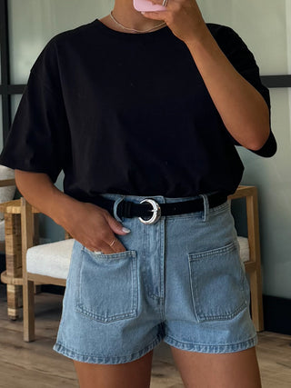 Layken Patch Pocket Denim Shorts