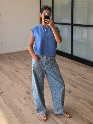 Dot Rally Barrel Pants | Denim