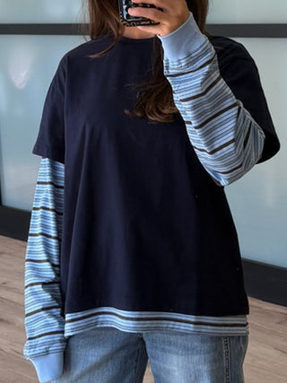 Boyfriend Layered Long Sleeve Tee | Navy