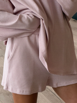 Easy Going Ribbed Stripe Shorts | Baby Pink